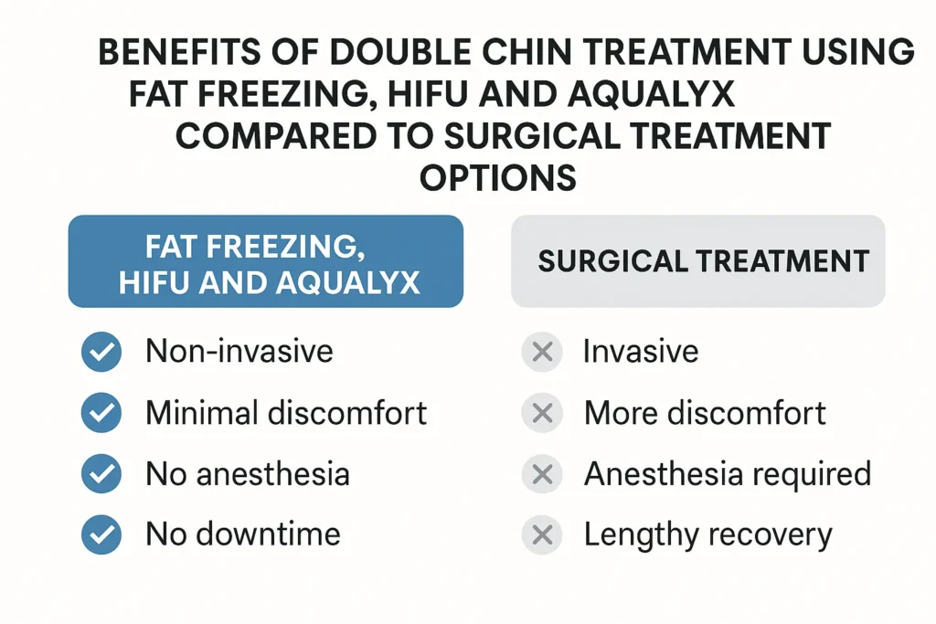 Graphic about the benefits of double chin treatment Hampton Wick - from LA LIPO