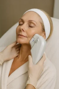 Woman receiving HIFU non surgical facelift treatment Hampton Wick