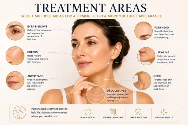 Areas of treatment for the ultimate lift tighten treatment Hampton Wick